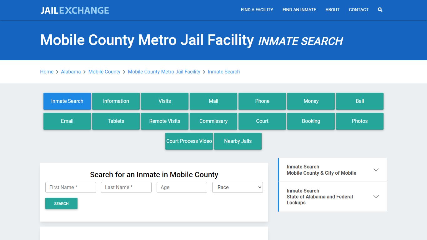 Mobile County Metro Jail Facility Inmate Search - Jail Exchange