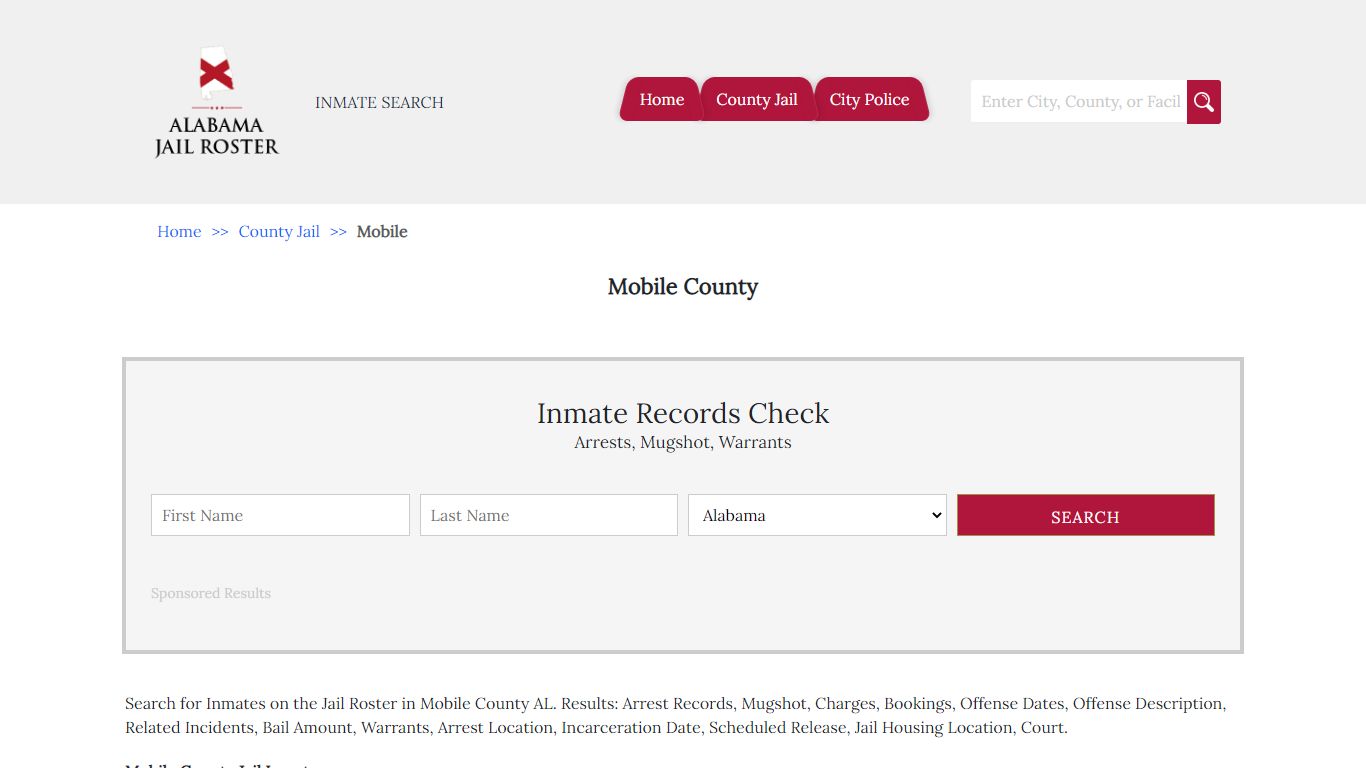 Mobile County - Alabama Jail Inmate Search